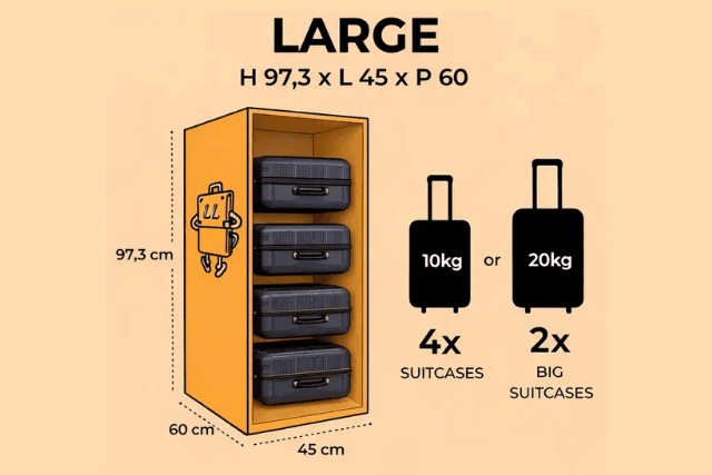 Large luggage storage locker - fits up to 4 suitcases